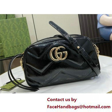 GUCCI GG Marmont small shoulder bag IN BLACK PATENT LEATHER 802448 2025 - Click Image to Close