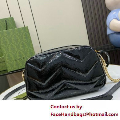 GUCCI GG Marmont small shoulder bag IN BLACK PATENT LEATHER 802448 2025