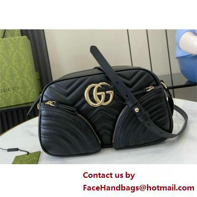 GUCCI GG Marmont small shoulder bag IN Black matelasse chevron leather 798715 2025