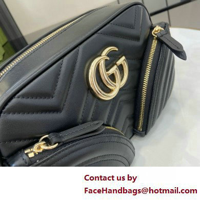 GUCCI GG Marmont small shoulder bag IN Black matelasse chevron leather 798715 2025