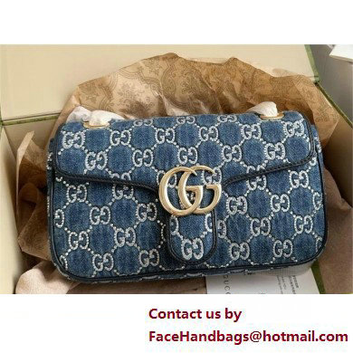 GUCCI GG Marmont small shoulder bag IN Blue GG denim 443497 2025