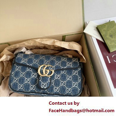 GUCCI GG Marmont small shoulder bag IN Blue GG denim 443497 2025