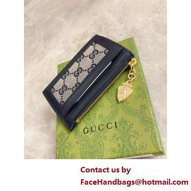 GUCCI GG card case wallet IN Beige and BLUE Original GG canvas 790033 2025