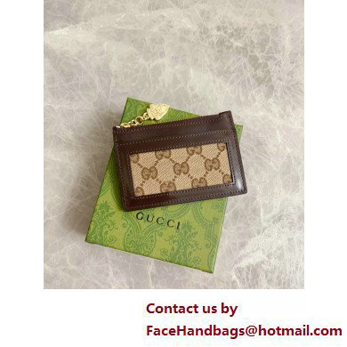 GUCCI GG card case wallet IN Beige and ebony Original GG canvas 790033 2025