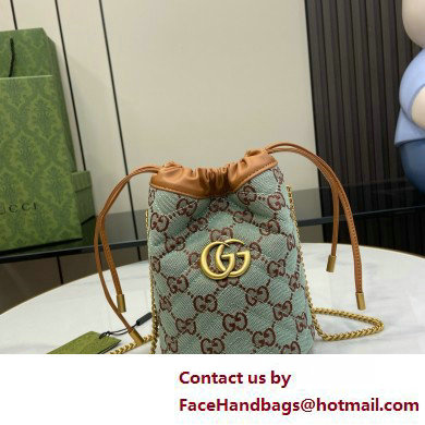 GUCCI GG super mini bucket bag IN BLUE AND BROWN GG canvas 783175 2025