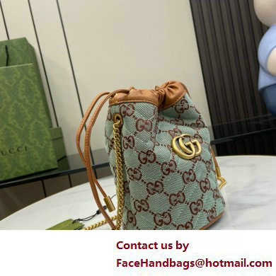 GUCCI GG super mini bucket bag IN BLUE AND BROWN GG canvas 783175 2025