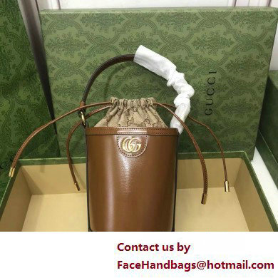 GUCCI Ophidia mini bucket bag IN BROWN LEATHER 760201 2025 - Click Image to Close