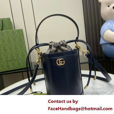 GUCCI Ophidia mini bucket bag IN DARK BLUE LEATHER 760201 2025