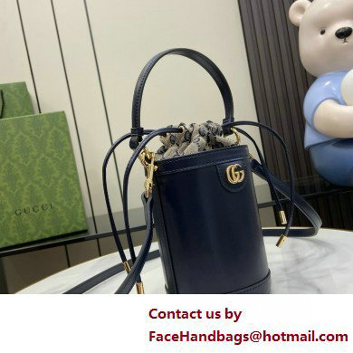 GUCCI Ophidia mini bucket bag IN DARK BLUE LEATHER 760201 2025