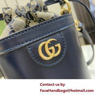 GUCCI Ophidia mini bucket bag IN DARK BLUE LEATHER 760201 2025