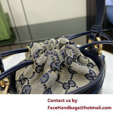 GUCCI Ophidia mini bucket bag IN DARK BLUE LEATHER 760201 2025