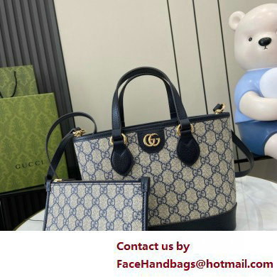 GUCCI Ophidia mini tote bag IN Beige and BLUE GG Supreme canvas 811716 2025 - Click Image to Close