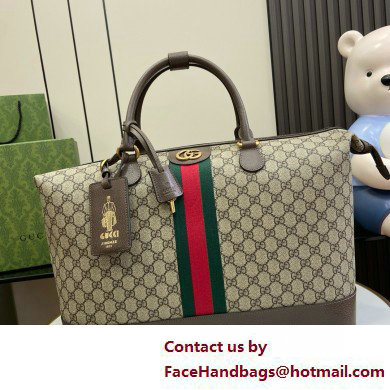 GUCCI SAVOY DUFFLE BAG IN BEIGE AND BROWN CANVAS 763295 2025