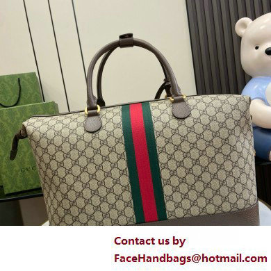 GUCCI SAVOY DUFFLE BAG IN BEIGE AND BROWN CANVAS 763295 2025