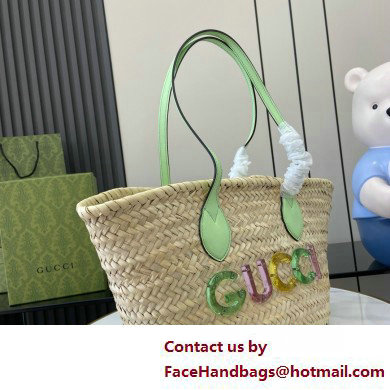 GUCCI Small straw tote with Gucci logo 779524 2025