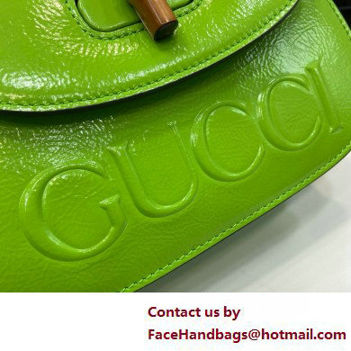 Gucci Bamboo 1947 Patent Leather Small bag with Embossed GUCCI Logo Green 675797 2025