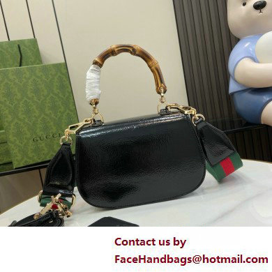 Gucci Bamboo 1947 Patent Leather Small bag with Embossed GUCCI Logo black 675797 2025