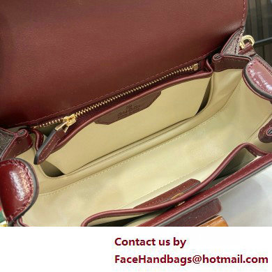 Gucci Bamboo 1947 Patent Leather Small bag with Embossed GUCCI Logo burgundy 675797 2025