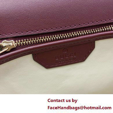 Gucci Bamboo 1947 Patent Leather Small bag with Embossed GUCCI Logo burgundy 675797 2025