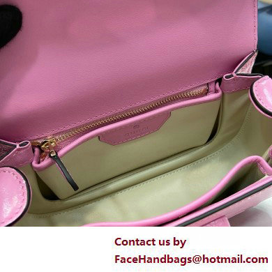 Gucci Bamboo 1947 Patent Leather Small bag with Embossed GUCCI Logo pink 675797 2025