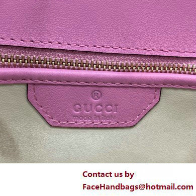 Gucci Bamboo 1947 Patent Leather Small bag with Embossed GUCCI Logo pink 675797 2025