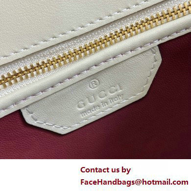 Gucci Bamboo 1947 Patent Leather Small bag with Embossed GUCCI Logo white 675797 2025