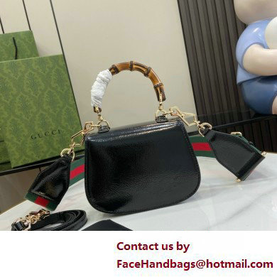 Gucci Bamboo 1947 mini top handle bag in patent leather 786482 black 2025