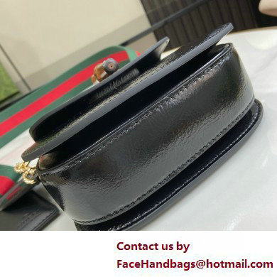 Gucci Bamboo 1947 mini top handle bag in patent leather 786482 black 2025