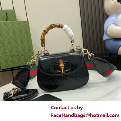 Gucci Bamboo 1947 mini top handle bag in patent leather 786482 black 2025