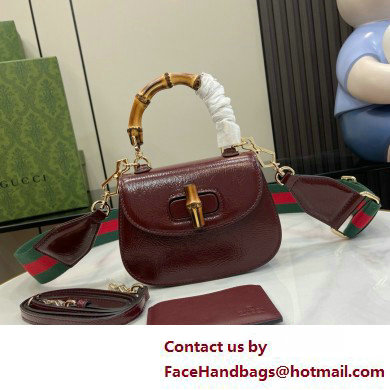 Gucci Bamboo 1947 mini top handle bag in patent leather 786482 burgundy 2025