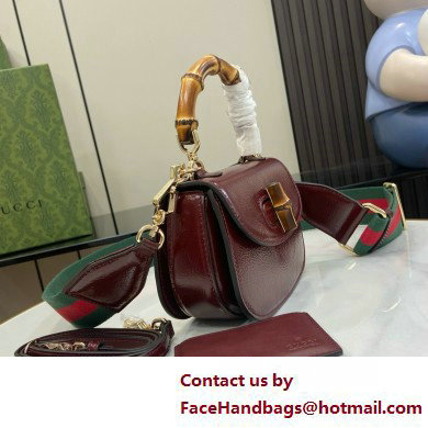 Gucci Bamboo 1947 mini top handle bag in patent leather 786482 burgundy 2025