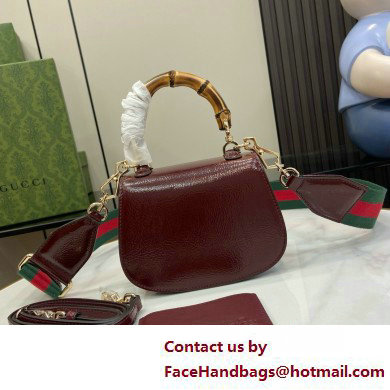 Gucci Bamboo 1947 mini top handle bag in patent leather 786482 burgundy 2025