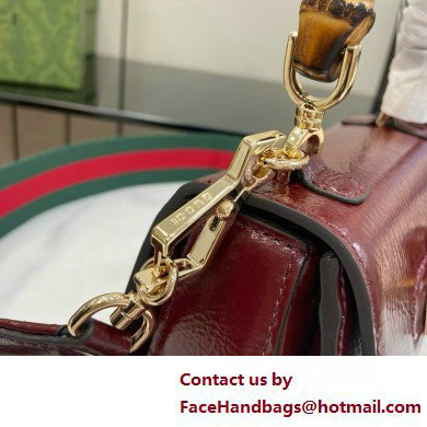 Gucci Bamboo 1947 mini top handle bag in patent leather 786482 burgundy 2025