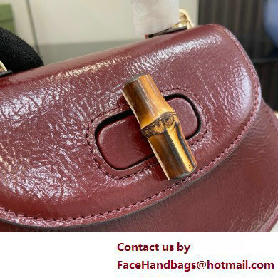 Gucci Bamboo 1947 mini top handle bag in patent leather 786482 burgundy 2025