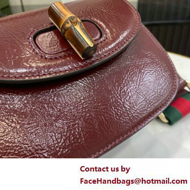 Gucci Bamboo 1947 mini top handle bag in patent leather 786482 burgundy 2025