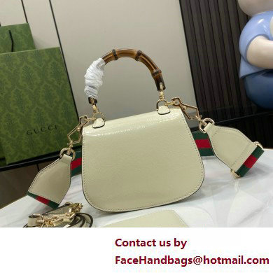 Gucci Bamboo 1947 mini top handle bag in patent leather 786482 white 2025