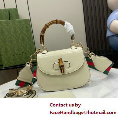 Gucci Bamboo 1947 mini top handle bag in patent leather 786482 white 2025