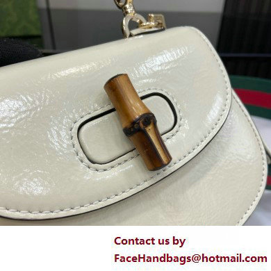 Gucci Bamboo 1947 mini top handle bag in patent leather 786482 white 2025