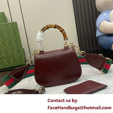 Gucci Bamboo 1947 mini top handle bag with Debossed Gucci logo 786482 burgundy 2025