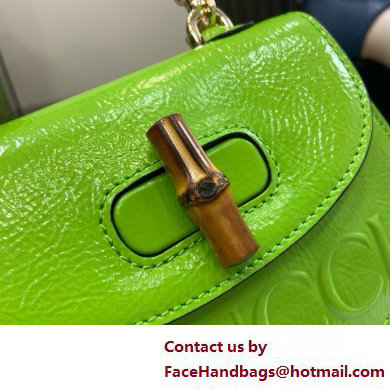 Gucci Bamboo 1947 mini top handle bag with Debossed Gucci logo 786482 green 2025