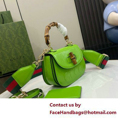 Gucci Bamboo 1947 mini top handle bag with Debossed Gucci logo 786482 green 2025