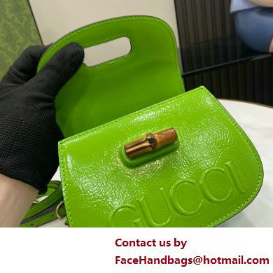 Gucci Bamboo 1947 mini top handle bag with Debossed Gucci logo 786482 green 2025