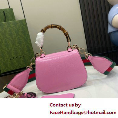 Gucci Bamboo 1947 mini top handle bag with Debossed Gucci logo 786482 pink 2025