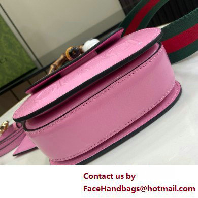 Gucci Bamboo 1947 mini top handle bag with Debossed Gucci logo 786482 pink 2025