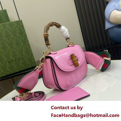 Gucci Bamboo 1947 mini top handle bag with Debossed Gucci logo 786482 pink 2025