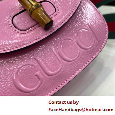 Gucci Bamboo 1947 mini top handle bag with Debossed Gucci logo 786482 pink 2025