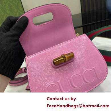 Gucci Bamboo 1947 mini top handle bag with Debossed Gucci logo 786482 pink 2025