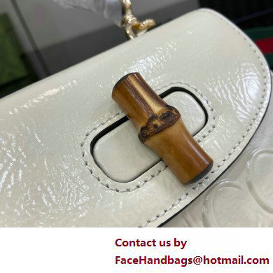 Gucci Bamboo 1947 mini top handle bag with Debossed Gucci logo 786482 white 2025