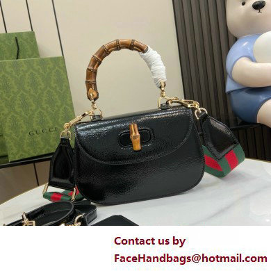 Gucci Bamboo 1947 small top handle bag in patent leather black 2025