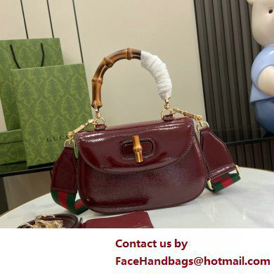 Gucci Bamboo 1947 small top handle bag in patent leather burgundy 2025